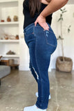 Judy Blue High Waist Rigid Magic Heavy Destroy Straight Jeans 88819 - Rosa Apparel