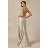 Juliet 282 Embroidered Bodice Fitted Skirt Slit With Ruched Waist Evening Dress - Rosa Apparel