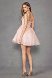 Juliet Baby Doll Floral Glitter Skirt Homecoming Cocktail Dress JT976L - Rosa Apparel