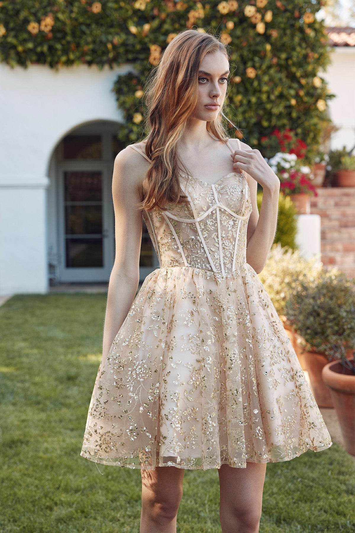 Juliet Baby Doll Glitter Corset Homecoming Cocktail Dress JT977U - Rosa Apparel