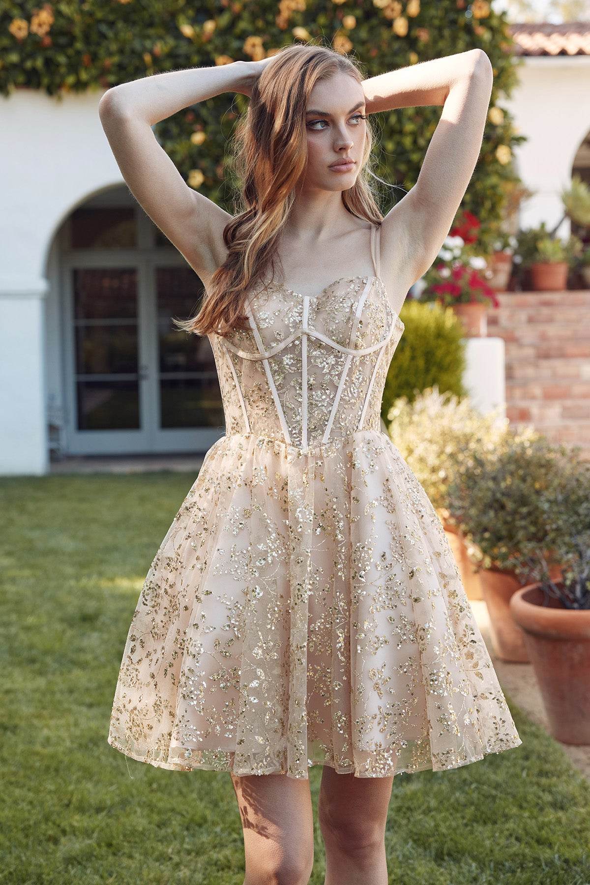 Juliet Baby Doll Glitter Corset Homecoming Cocktail Dress JT977U - Rosa Apparel