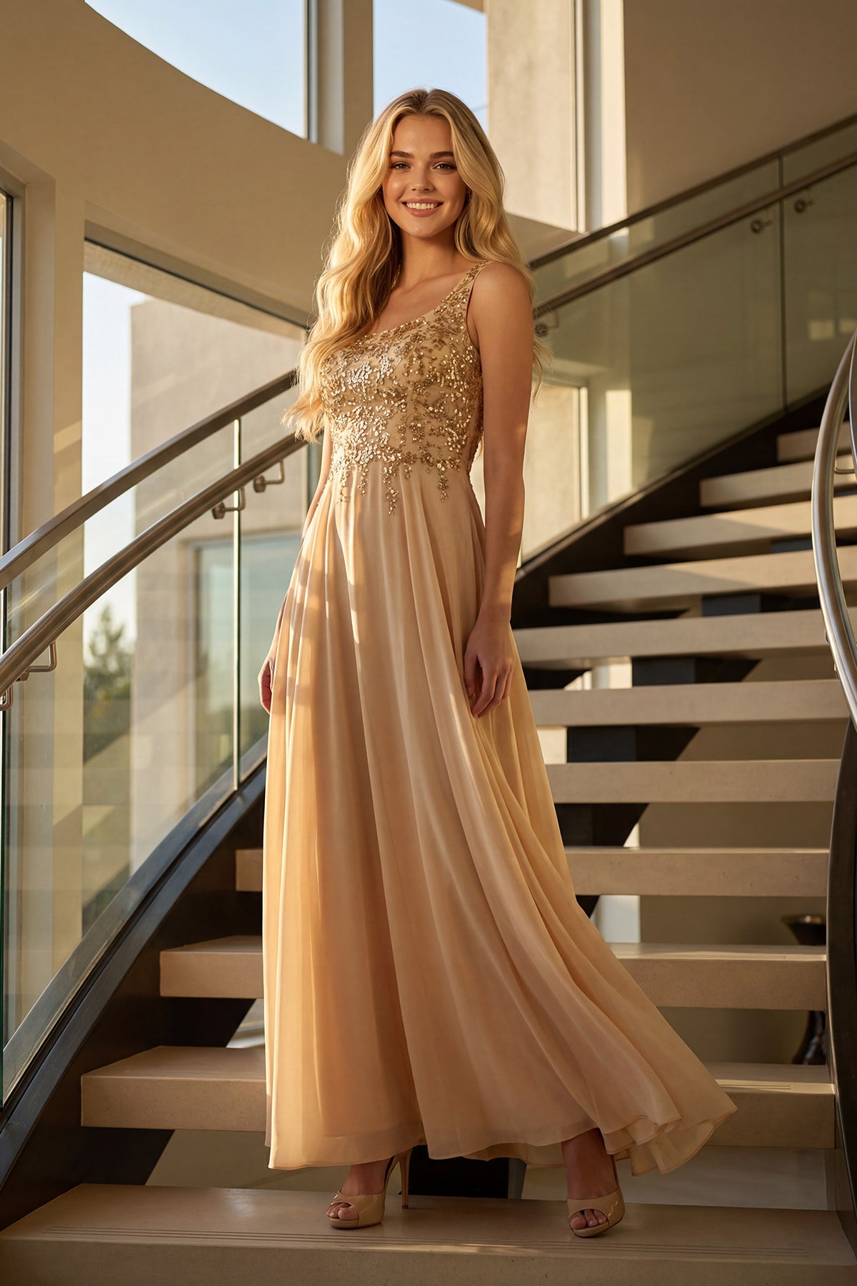 Juliet Beaded Two-Piece Draped Ruched Gown JTM21L