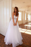 Juliet Embroidered Bodice Open Back Wedding White Gown JT2482SW - Rosa Apparel