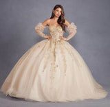 Juliet Enchanting 3D Floral Puff Sleeve Ball Gown JT1465H - Rosa Apparel
