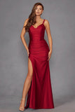 Juliet Fitted Long Cowl Neck Slit Dress JT2518I - Rosa Apparel