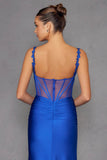 Juliet Fitted Long Cowl Neck Slit Dress JT2518I - Rosa Apparel