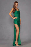 Juliet Fitted Long Cowl Neck Slit Dress JT2518I - Rosa Apparel