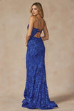 Juliet Fitted Sequin Print Deep V-Neck Gown 2411 - Rosa Apparel