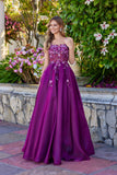 Juliet Floral Embellished Ball Gown with Sheer Fitted Corset Bodice JT2617U Wine