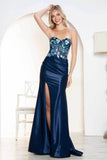 Juliet Glamorous Strapless Embroidered Sequin Slit Gown JT2496A - Rosa Apparel