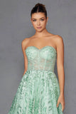 Juliet Glitter Print Strapless A-line Gown JT2547S - Rosa Apparel