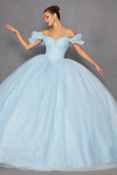 Juliet Glitter Tulle Off-Shoulder Quinceañera Ball Gown JT1487H - Rosa Apparel