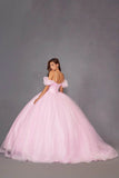 Juliet Glitter Tulle Off-Shoulder Quinceañera Ball Gown JT1487H - Rosa Apparel