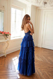 Juliet Halter Ruffled A-line Slit Gown JT2556S - Rosa Apparel