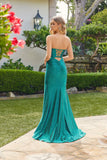 Juliet Hot Stone Satin Cutout Bow Gown with Side Slit JT2672S