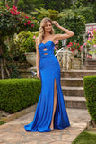 Juliet Hot Stone Satin Cutout Bow Gown with Side Slit JT2672S