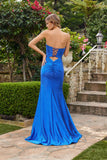 Juliet Hot Stone Satin Cutout Bow Gown with Side Slit JT2672S
