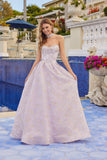 Juliet Jacquard Strapless Ball Gown with Structured Corset Bodice and Choker JT2693A Lilac