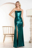 Juliet Luxe Metallic Strapless Slit Evening Gown JT2500A - Rosa Apparel