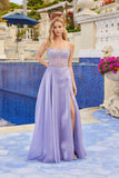 Juliet Moonlight Organza Corset Gown with Front Slit JT2663S