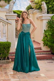 Juliet Moonlight Organza Corset Gown with Front Slit JT2663S