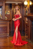 Juliet Off-The-Shoulder Beaded Corset High-Slit Prom Dress JT2652K