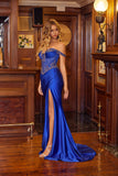 Juliet Off-The-Shoulder Beaded Corset High-Slit Prom Dress JT2652K