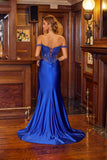 Juliet Off-The-Shoulder Beaded Corset High-Slit Prom Dress JT2652K
