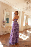 Juliet Print Sleeveless A-line Tiered Gown JT2508A - Rosa Apparel