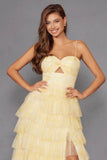 Juliet Print Sleeveless A-line Tiered Gown JT2508A - Rosa Apparel