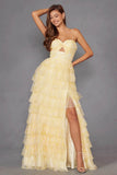 Juliet Print Sleeveless A-line Tiered Gown JT2508A - Rosa Apparel