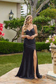 Juliet Rhinestone Evening Gown with Side Slit JT2656S Black