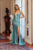 Juliet Rhinestone Evening Gown with Side Slit JT2656S Green