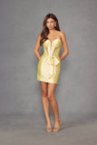 Juliet Satin Homecoming Cocktail Dress with Stones and Side Waist Tie JT964A - Rosa Apparel