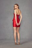 Juliet Satin Homecoming Cocktail Dress with Stones and Side Waist Tie JT964A - Rosa Apparel