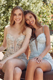 Juliet Sequin Print Short Sleeveless Corset Dress JT950A - Rosa Apparel
