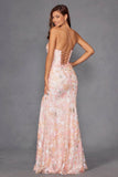 Juliet Sequin Print Sleeveless Slit Gown JT2498A - Rosa Apparel