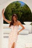 Juliet Sequin Print Sleeveless Slit Gown JT2498A - Rosa Apparel