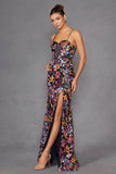 Juliet Sequin Print Sleeveless Slit Gown JT2498A - Rosa Apparel