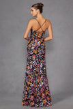 Juliet Sequin Print Sleeveless Slit Gown JT2498A - Rosa Apparel