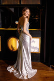 Juliet Spaghetti Strap Sweetheart Neckline Sequin High Slit Evening Gown - JT2535K - Rosa Apparel