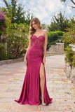 Juliet Strapless Corset Gown with Directional Beading and High Slit JT2635G Pink