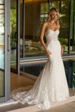 Juliet Strapless Floral Lace Mermaid Wedding Dress JT2666SW