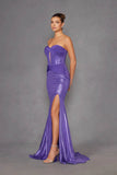 Juliet Strapless Sweetheart Neckline Bodice Fitted Sparkling Metallic Prom Dress JT2578H - Rosa Apparel