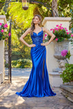 Juliet Sweetheart Neckline Lace Embroidered Corset Gown with High Slit JT2644K Royal Blue