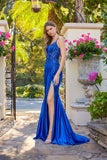 Juliet Sweetheart Neckline Lace Embroidered Corset Gown with High Slit JT2644K Royal Blue