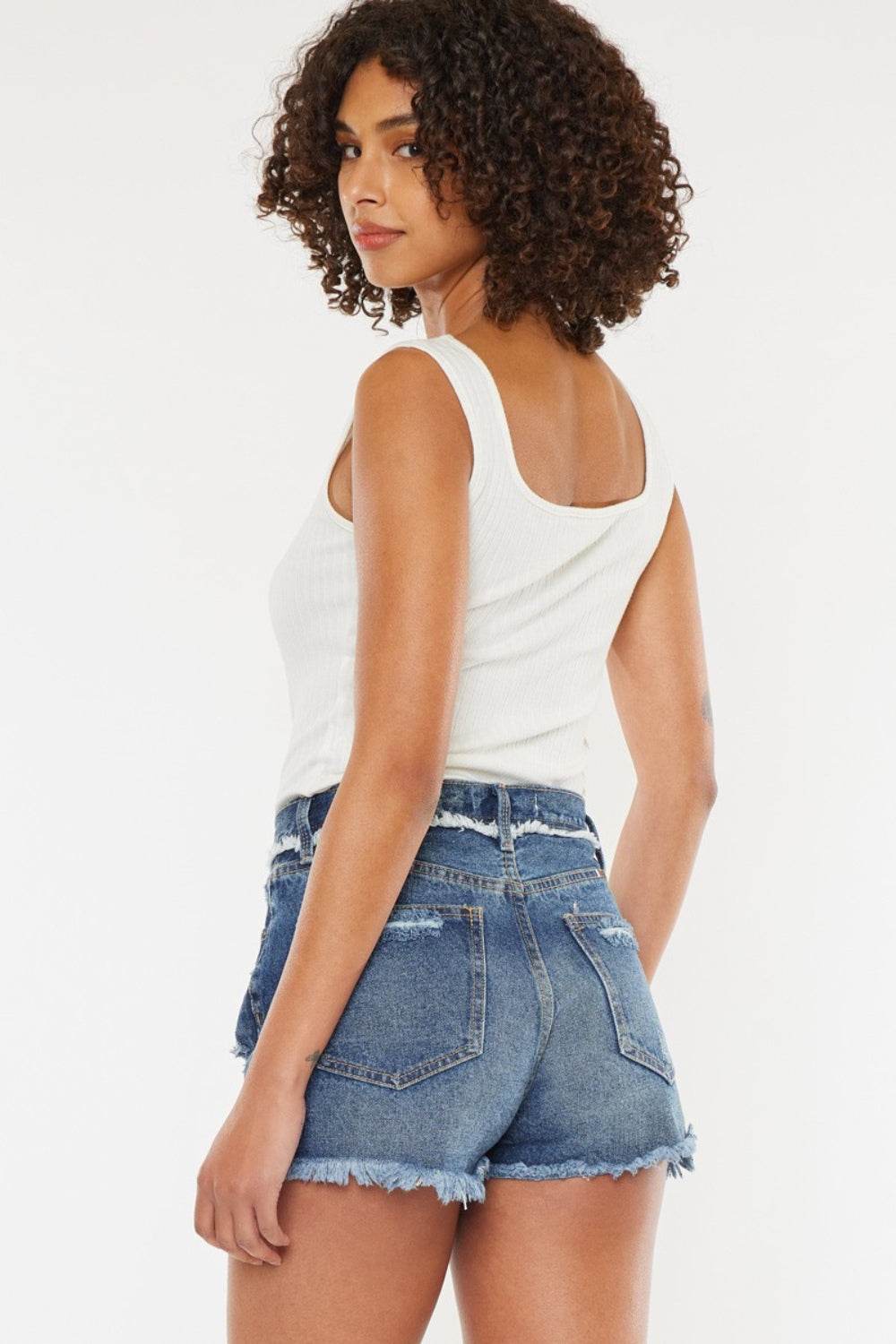 Kan Can USA Distressed Button Fly Denim Shorts Style #:KC7942D - Rosa Apparel