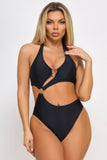 Lorelei One-Piece Halter Neck Cut-Out Swimsuit - Rosa Apparel
