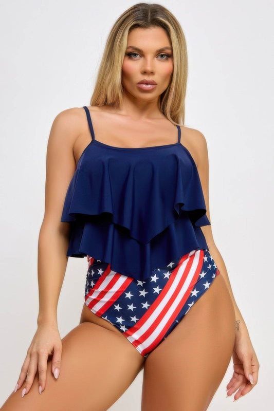 Margaret Tummy Control USA Print Tankini Set - Rosa Apparel