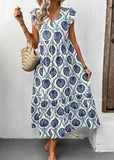 Miss Sparkling Print V-Neck Midi Dress